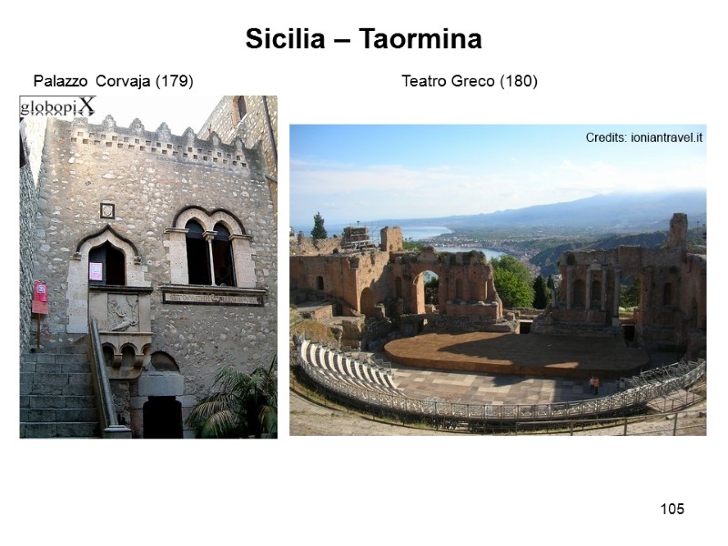 105 Sicilia – Taormina Palazzo Corvaja (179)     Teatro Greco (180)